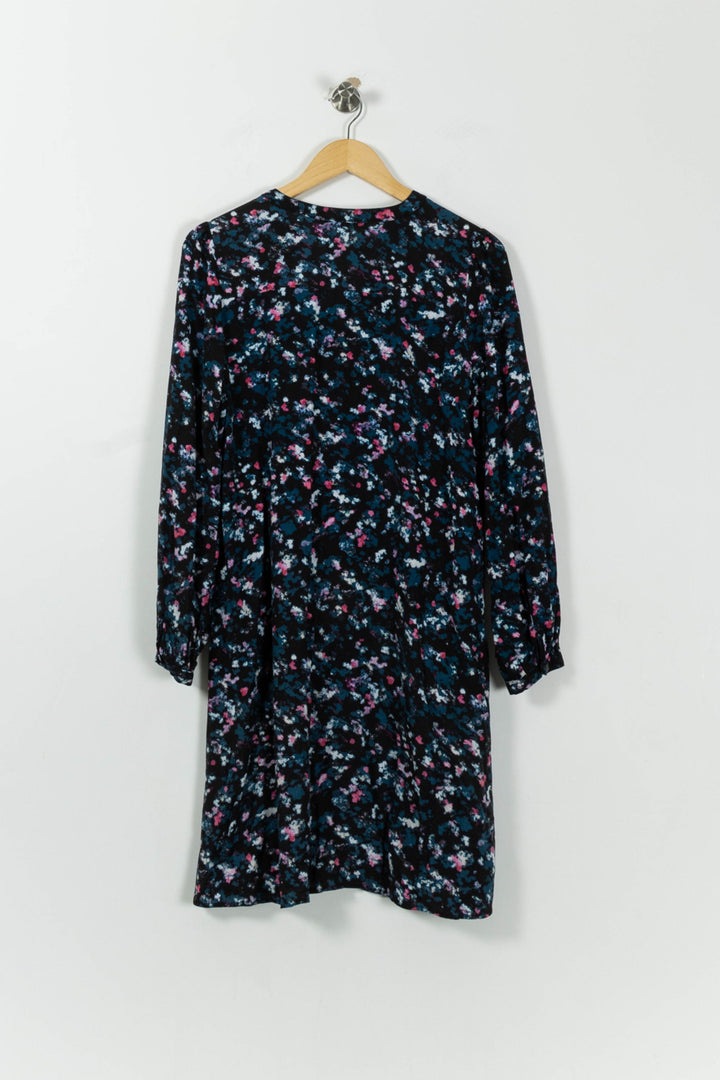 Robe Fleurie Bleu et Noir - Taille L/40 de la marque La Fée Maraboutée | PARAD95651 - Vendu par Paradigme - Image 4
