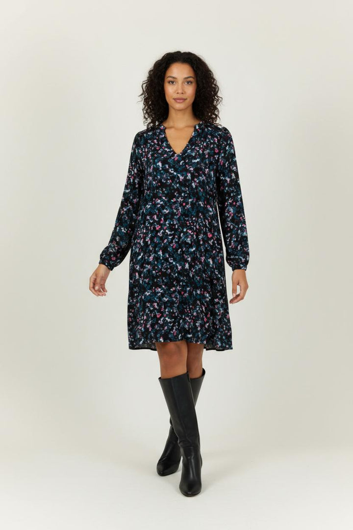 Robe Fleurie Bleu et Noir - Taille L/40 de la marque La Fée Maraboutée | PARAD95651 - Vendu par Paradigme - Image 1