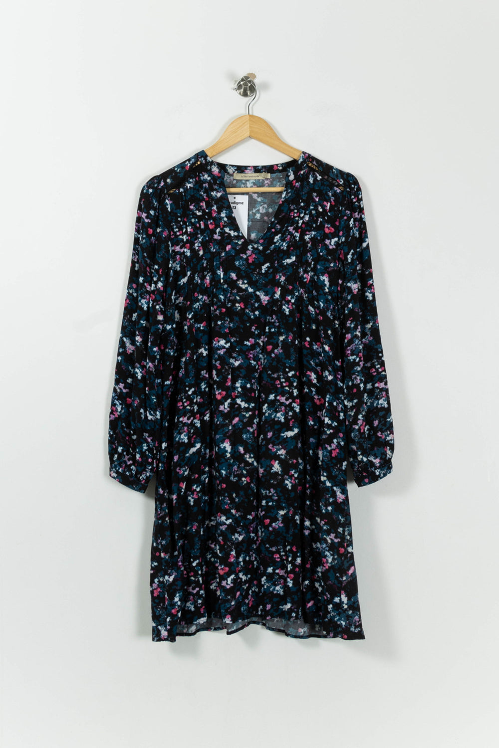Robe Fleurie Bleu et Noir - Taille L/40 de la marque La Fée Maraboutée | PARAD95651 - Vendu par Paradigme - Image 2