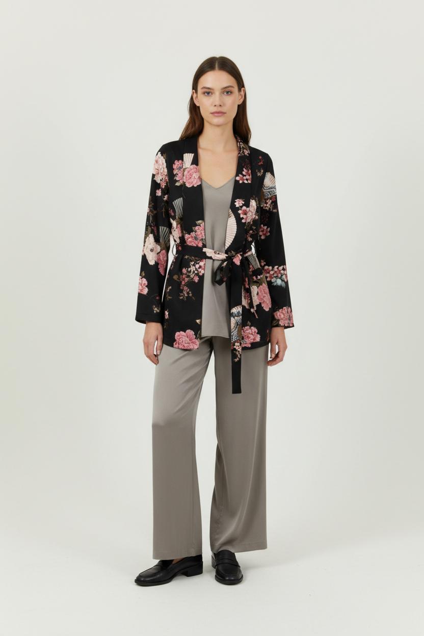 Kimono Noir et Rose - Taille M/38 de la marque La Fée Maraboutée | PARAD95655 - Vendu par Paradigme - Image 1