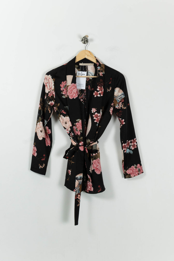 Kimono Noir et Rose - Taille M/38 de la marque La Fée Maraboutée | PARAD95655 - Vendu par Paradigme - Image 2