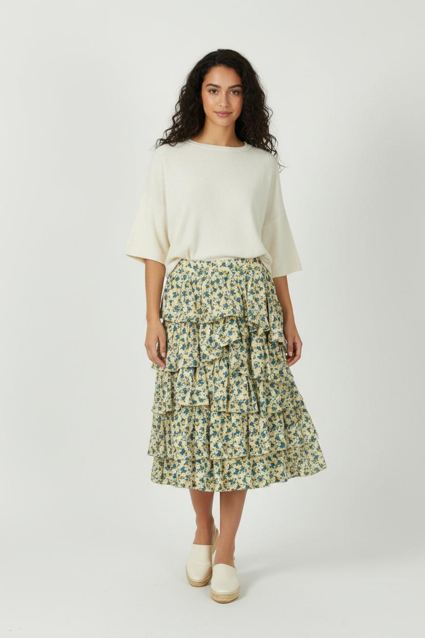 Jupe Midi Fleurie Beige - Taille XS/34 de la marque Zadig&Voltaire | PARAD95684 - Vendu par Paradigme - Image 1