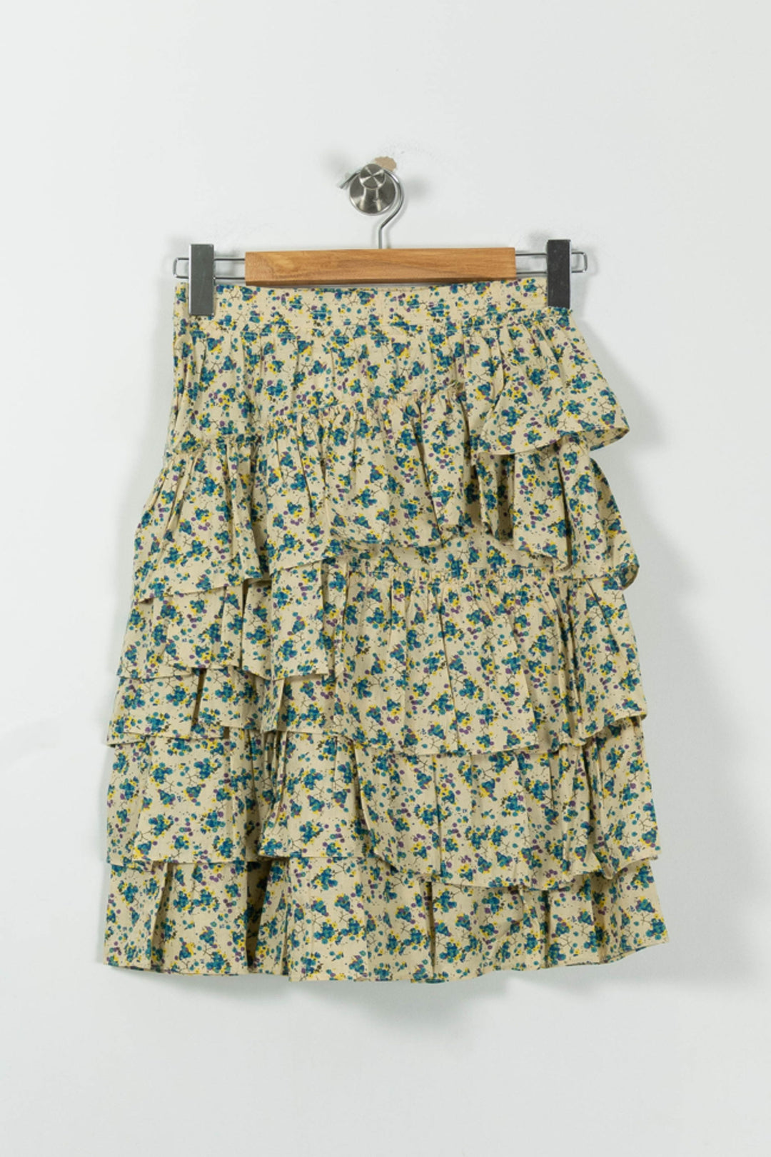 Jupe Volantée Beige à Fleurs Bleues - Taille XS/34 de la marque Zadig&Voltaire | PARAD95685 - Vendu par Paradigme - Image 4