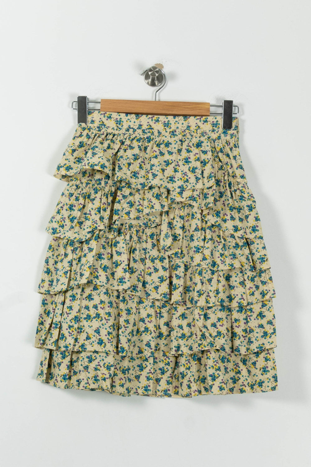 Jupe Volantée Beige à Fleurs Bleues - Taille XS/34 de la marque Zadig&Voltaire | PARAD95685 - Vendu par Paradigme - Image 2
