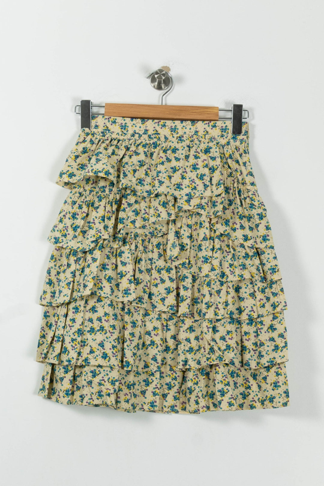 Jupe Volantée Beige à Fleurs Bleues - Taille XS/34 de la marque Zadig&Voltaire | PARAD95685 - Vendu par Paradigme - Image 2