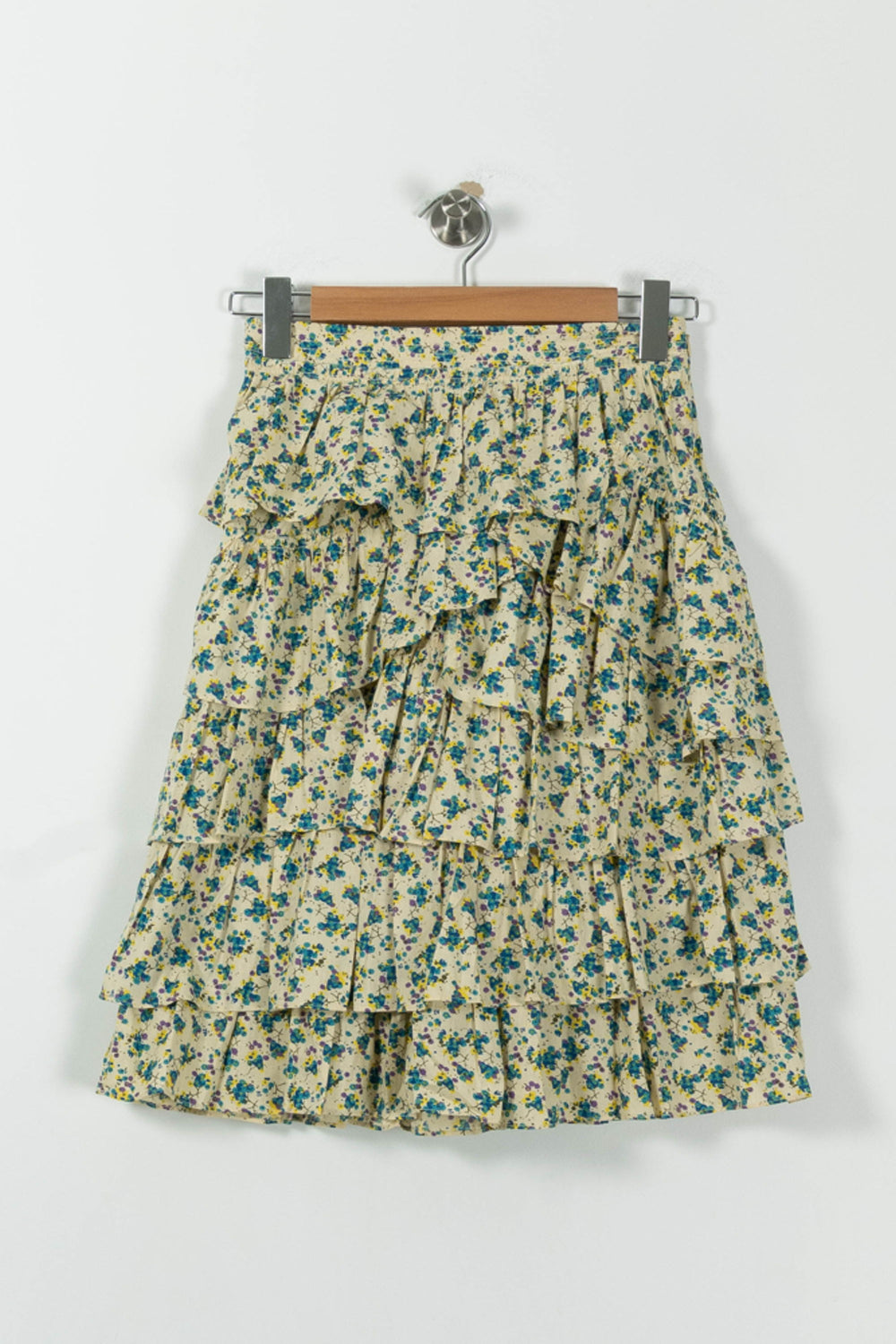 Jupe Midi Fleurie Beige et Bleu - Taille XS/34 de la marque Zadig&Voltaire | PARAD95686 - Vendu par Paradigme - Image 2