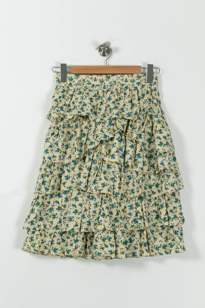 Jupe Midi Fleurie Beige et Bleu - Taille XS/34 de la marque Zadig&Voltaire | PARAD95686 - Vendu par Paradigme - Image 2