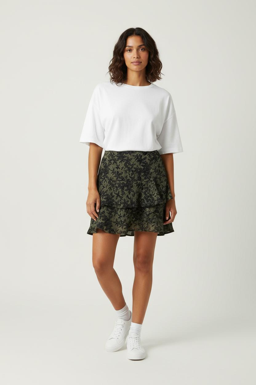 Jupe Volantée Verte et Noire - Taille S/36 de la marque IKKS | PARAD95688 - Vendu par Paradigme - Image 1