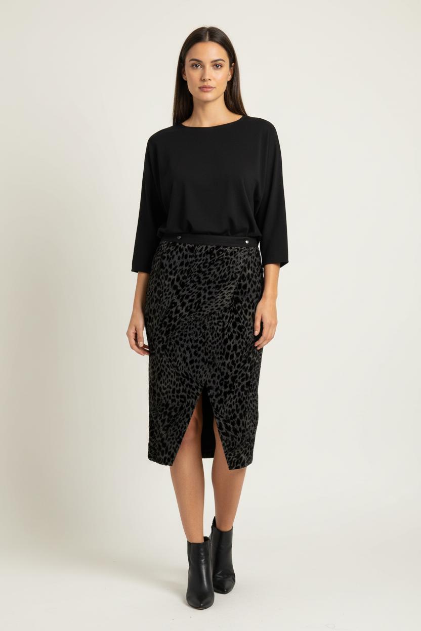 Jupe Fendue Noire et Grise - Taille S/36 de la marque Roseanna | PARAD95781 - Vendu par Paradigme - Image 1