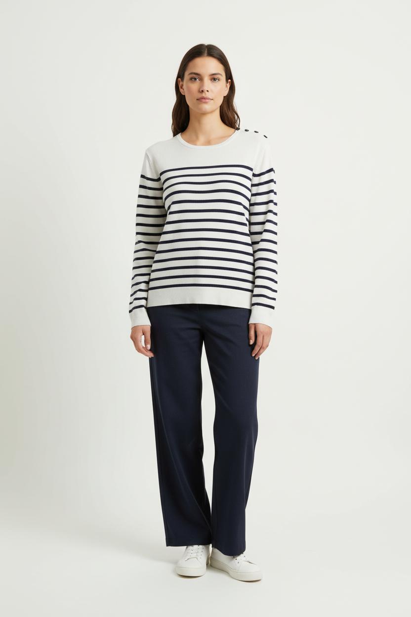 Marinière Blanche et Bleue - Taille XL/42 de la marque La Redoute Collections | PARAD95825 - Vendu par Paradigme - Image 1