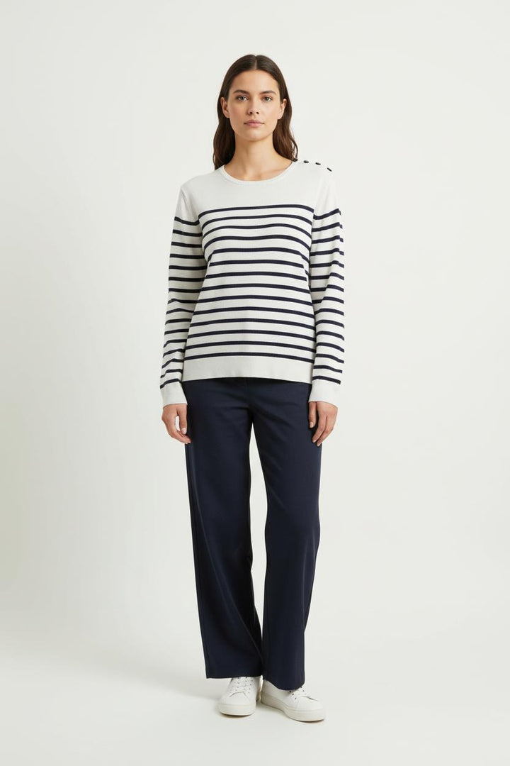 Marinière Blanche et Bleue - Taille XL/42 de la marque La Redoute Collections | PARAD95825 - Vendu par Paradigme - Image 1