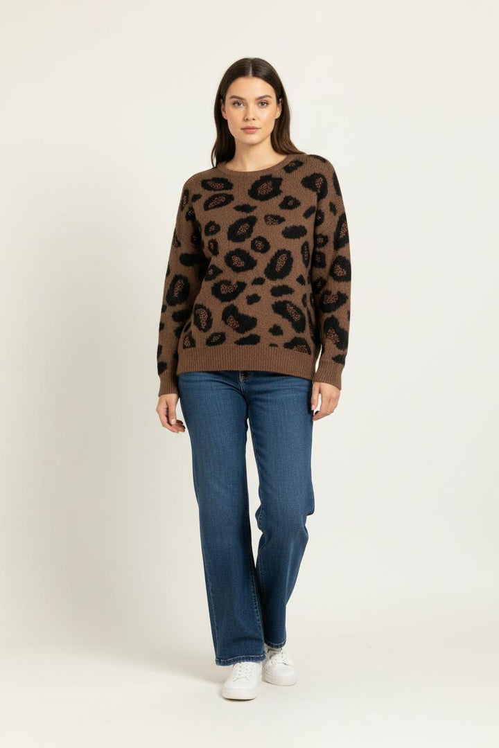 Pull Marron et Noir - Taille M/38 de la marque La Fée Maraboutée | PARAD95836 - Vendu par Paradigme - Image 1