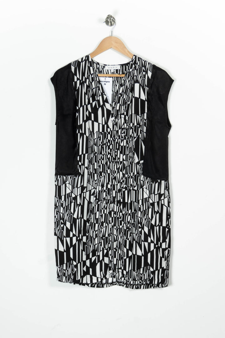 Robe Courte Noire et Blanche - Taille M/38 de la marque Sandro | PARAD95856 - Vendu par Paradigme - Image 2