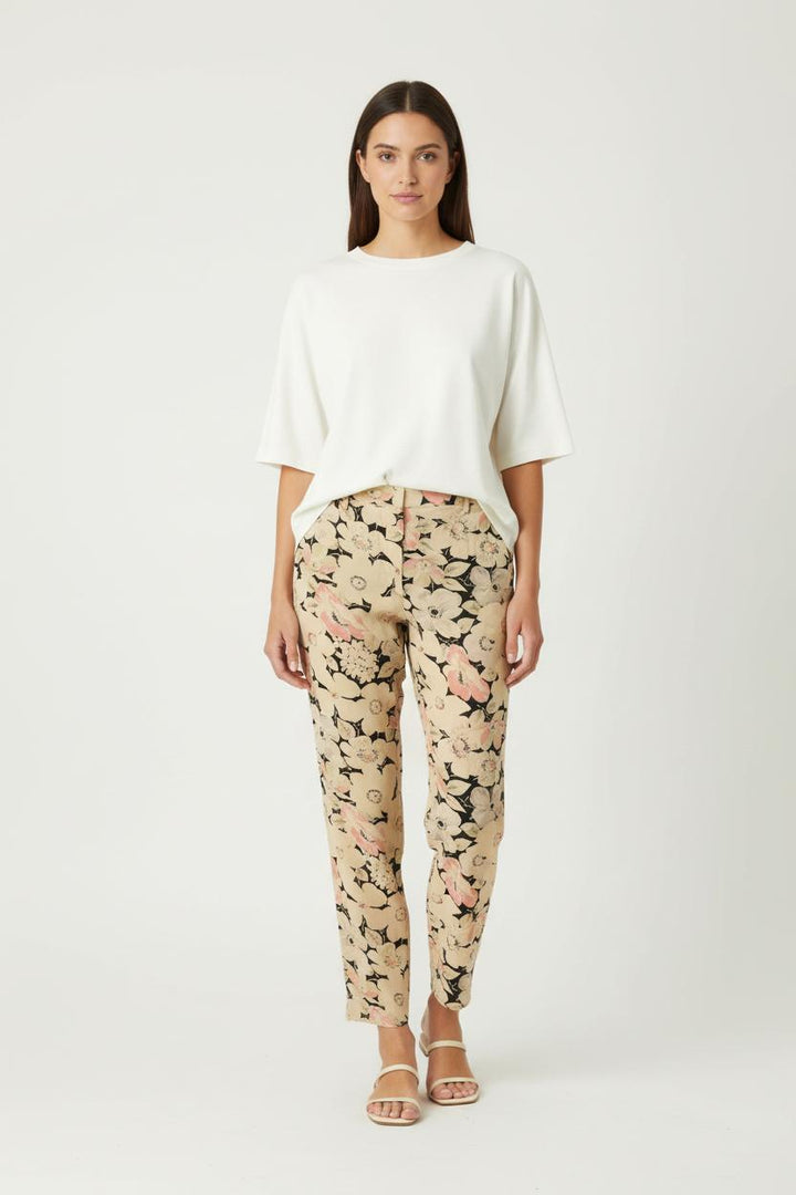 Pantalon Fleuri Beige et Noir - Taille M/38 de la marque Tara Jarmon | PARAD95860 - Vendu par Paradigme - Image 1