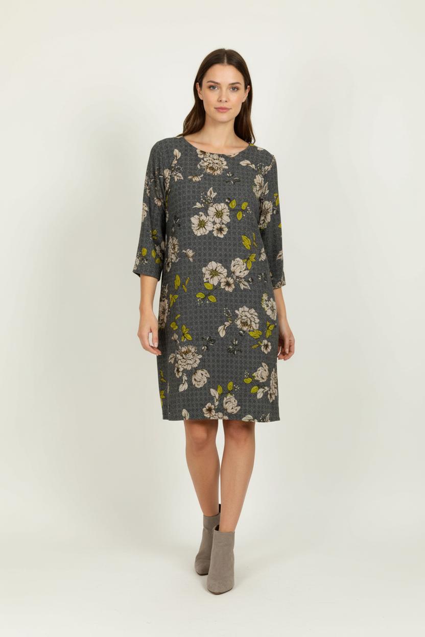 Robe Droite Grise et Beige - Taille XXL/44 de la marque La Fée Maraboutée | PARAD95924 - Vendu par Paradigme - Image 1