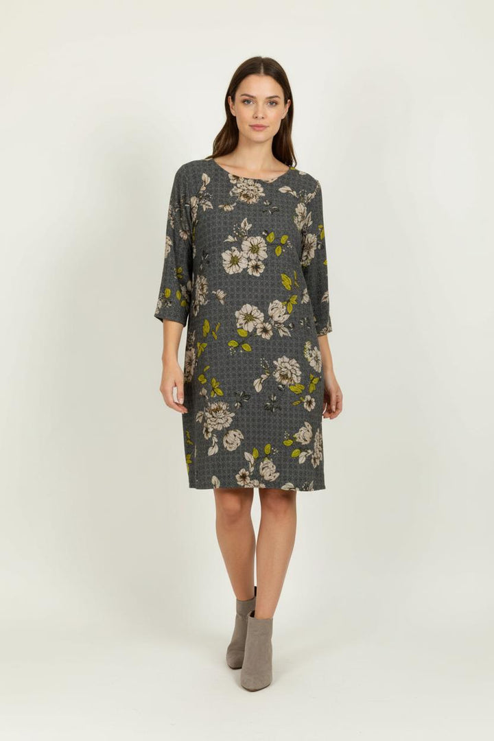 Robe Droite Grise et Beige - Taille XXL/44 de la marque La Fée Maraboutée | PARAD95924 - Vendu par Paradigme - Image 1