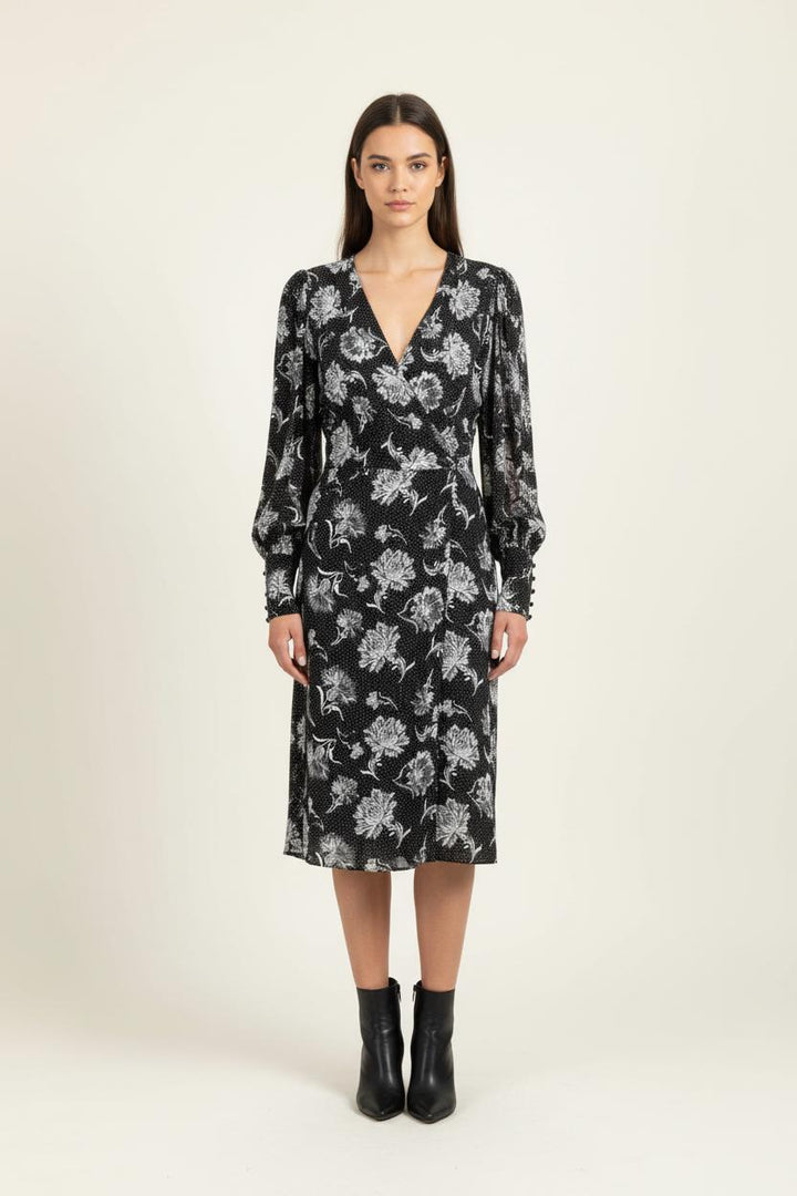 Robe portefeuille noire et blanche - Taille L/40 de la marque The Kooples | PARAD95925 - Vendu par Paradigme - Image 1