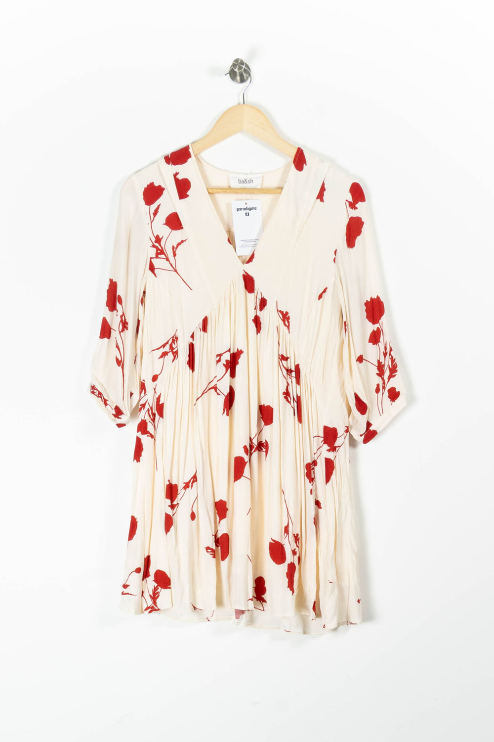 Robe Courte Beige et Rouge - Taille S/36 de la marque ba&sh | PARAD95951 - Vendu par Paradigme - Image 2