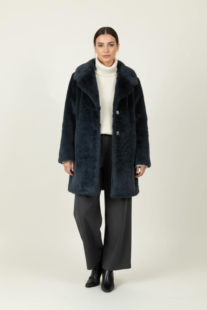 Manteau Fourrure Bleu - Taille L/40 de la marque Claudie Pierlot | PARAD95966 - Vendu par Paradigme - Image 1