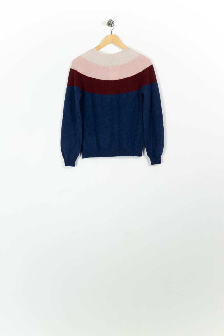 Pull Bleu Bordeaux et Beige - Taille M/38 de la marque Caroll | PARAD96001 - Vendu par Paradigme - Image 4