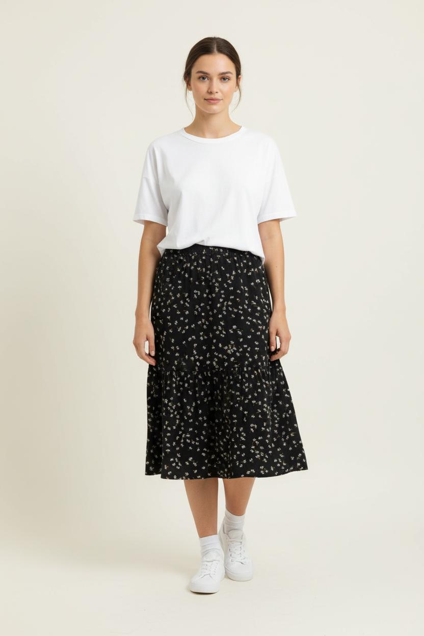 Jupe Midie Noire et Blanche - Taille M/38 de la marque Des petits hauts | PARAD96003 - Vendu par Paradigme - Image 1