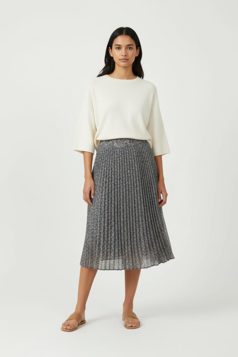 Jupe Plissée Bleue et Marron - Taille M/38 de la marque Sézane | PARAD96004 - Vendu par Paradigme - Image 1