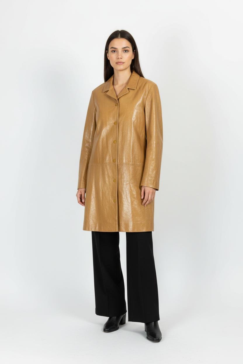 Manteau en Cuir Doré - Taille L/40 de la marque Claudie Pierlot | PARAD96006 - Vendu par Paradigme - Image 1