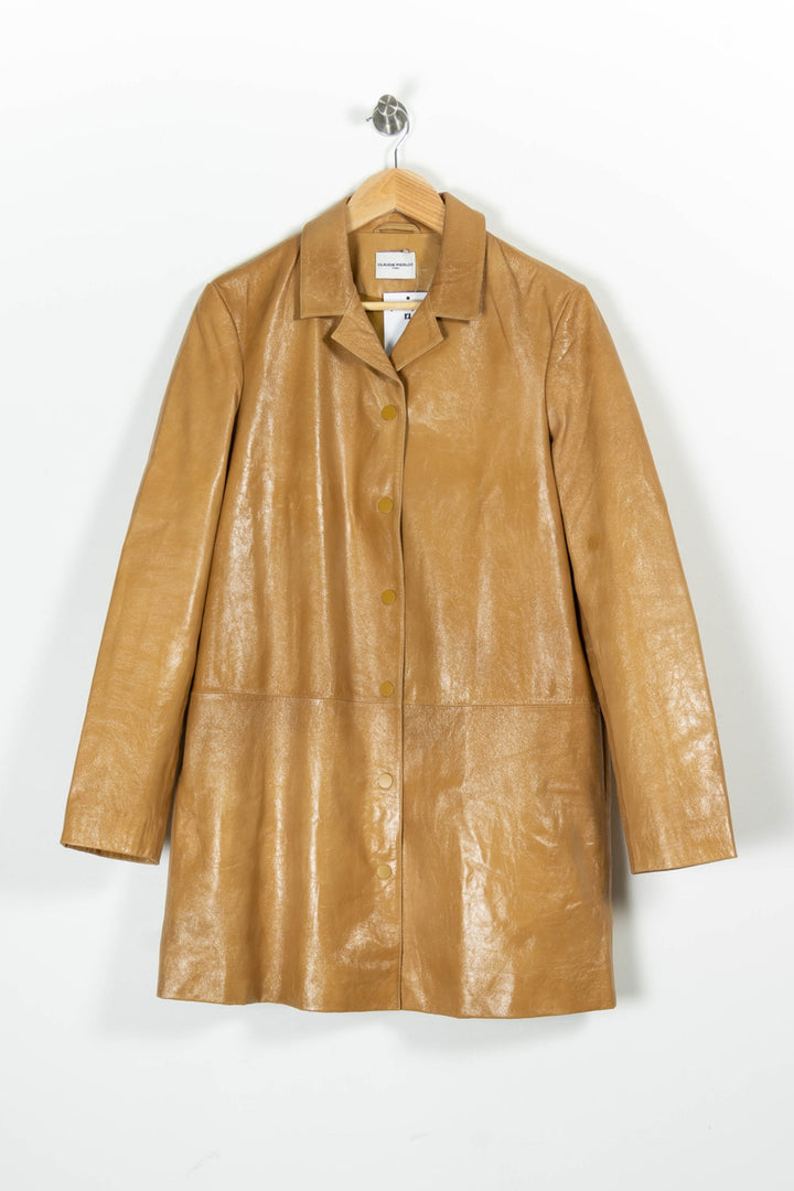 Manteau en Cuir Doré - Taille L/40 de la marque Claudie Pierlot | PARAD96006 - Vendu par Paradigme - Image 2