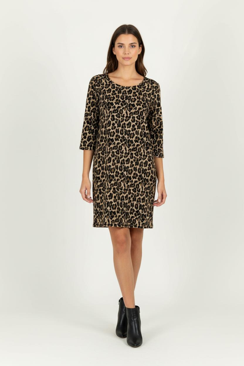 Robe Imprimée Marron et Noire - Taille L/40 de la marque La Fée Maraboutée | PARAD96023 - Vendu par Paradigme - Image 1
