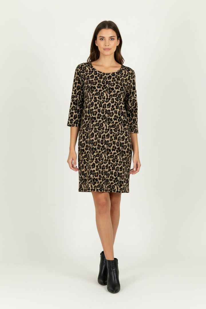 Robe Imprimée Marron et Noire - Taille L/40 de la marque La Fée Maraboutée | PARAD96023 - Vendu par Paradigme - Image 1