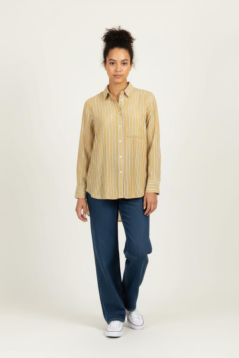 Chemise Rayée Orange et Blanche - Taille XS/34 de la marque Bérénice | PARAD96034 - Vendu par Paradigme - Image 1