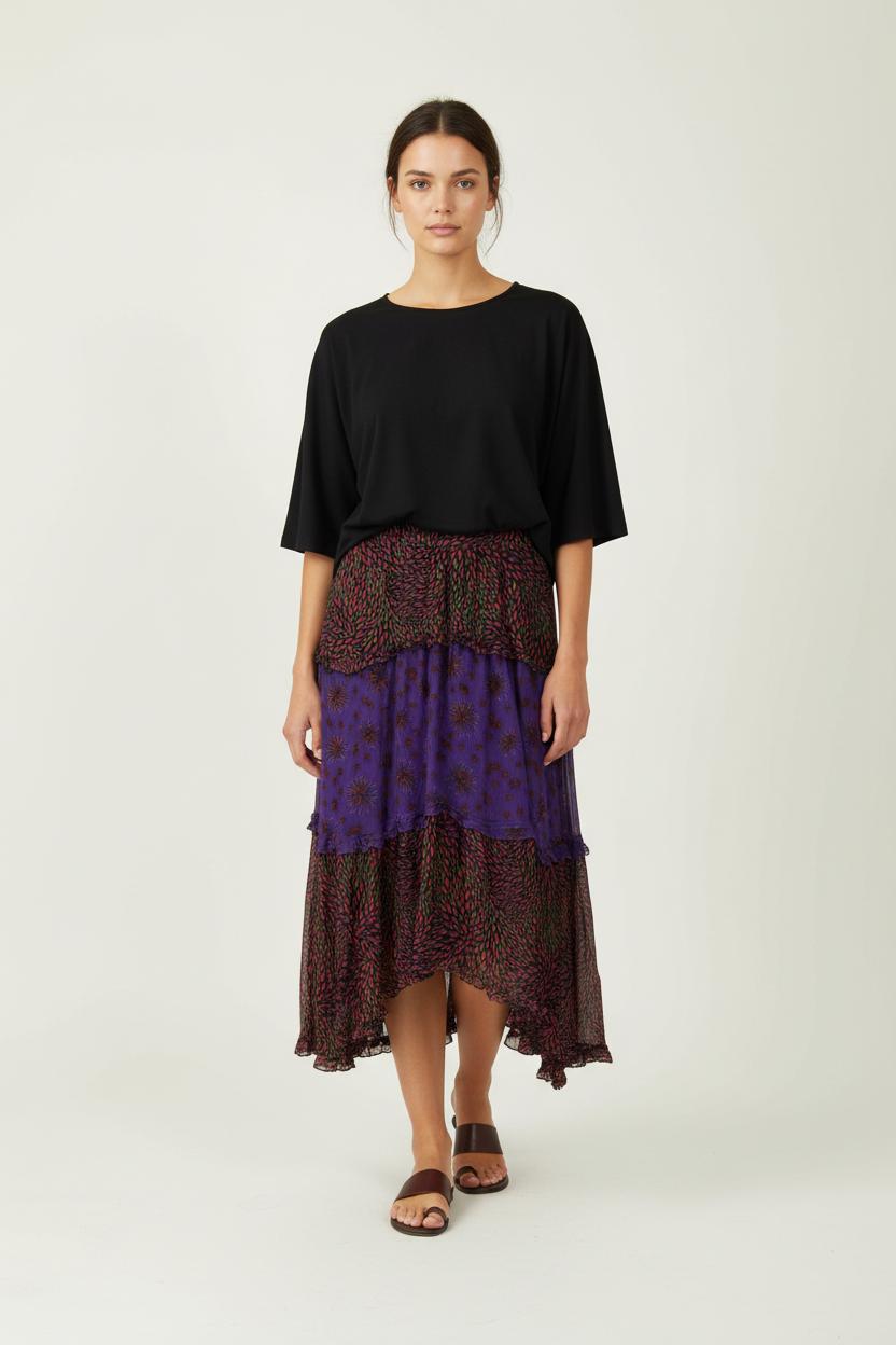 Jupe Longue Violette et Noire - Taille M/38 de la marque ba&sh | PARAD96049 - Vendu par Paradigme - Image 1