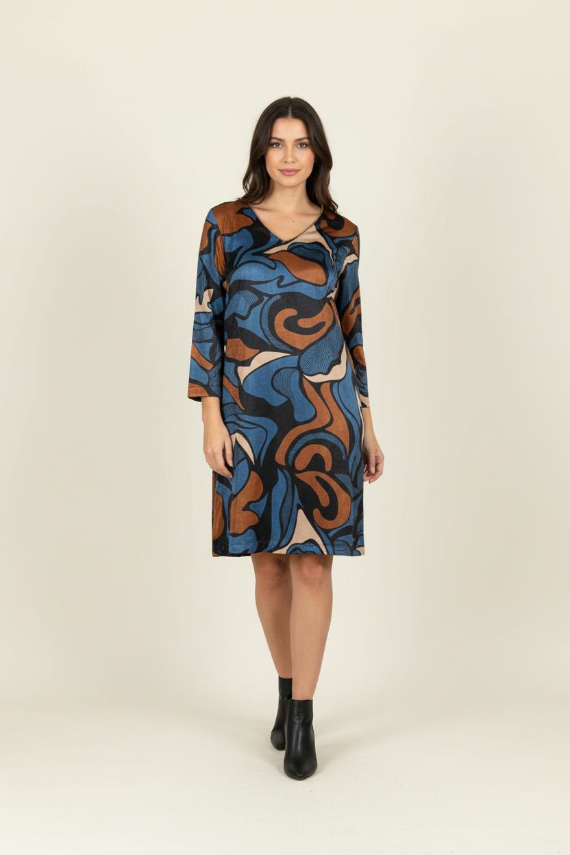 Robe Bleu et Marron - Taille XXL/44 de la marque La Fée Maraboutée | PARAD96063 - Vendu par Paradigme - Image 1