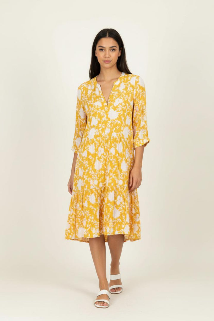 Robe Midi Jaune et Blanche - Taille S/36 de la marque Sud express | PARAD96102 - Vendu par Paradigme - Image 1