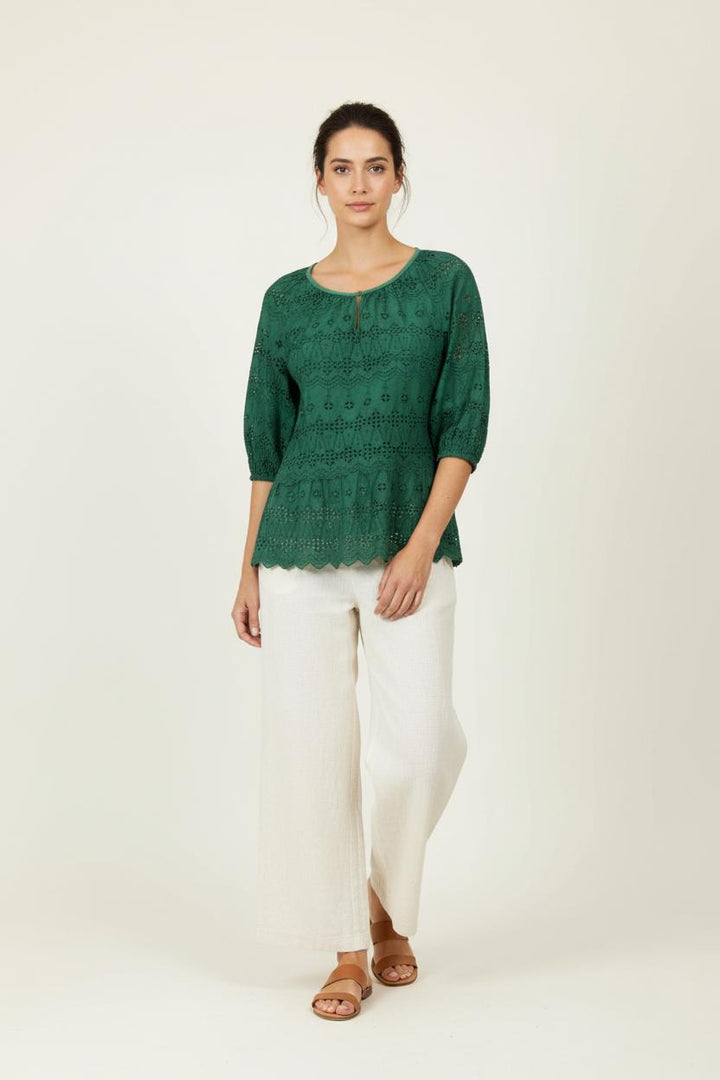 Blouse Brodée Verte - Taille S/36 de la marque Gerard Darel | PARAD96135 - Vendu par Paradigme - Image 1