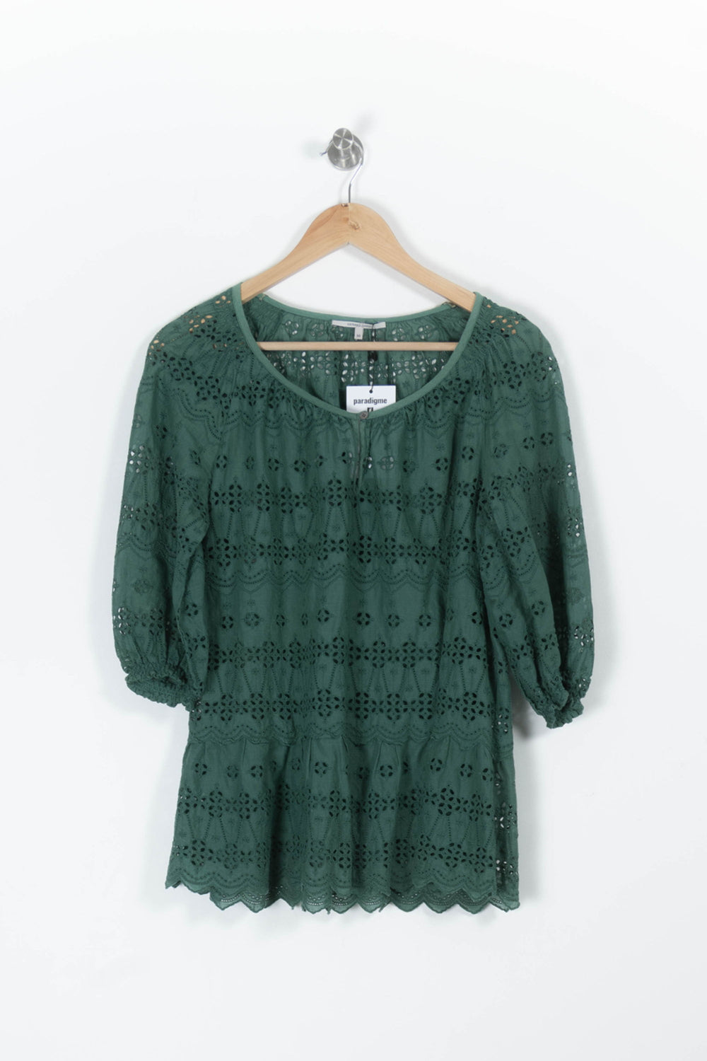 Blouse Brodée Verte - Taille S/36 de la marque Gerard Darel | PARAD96135 - Vendu par Paradigme - Image 2