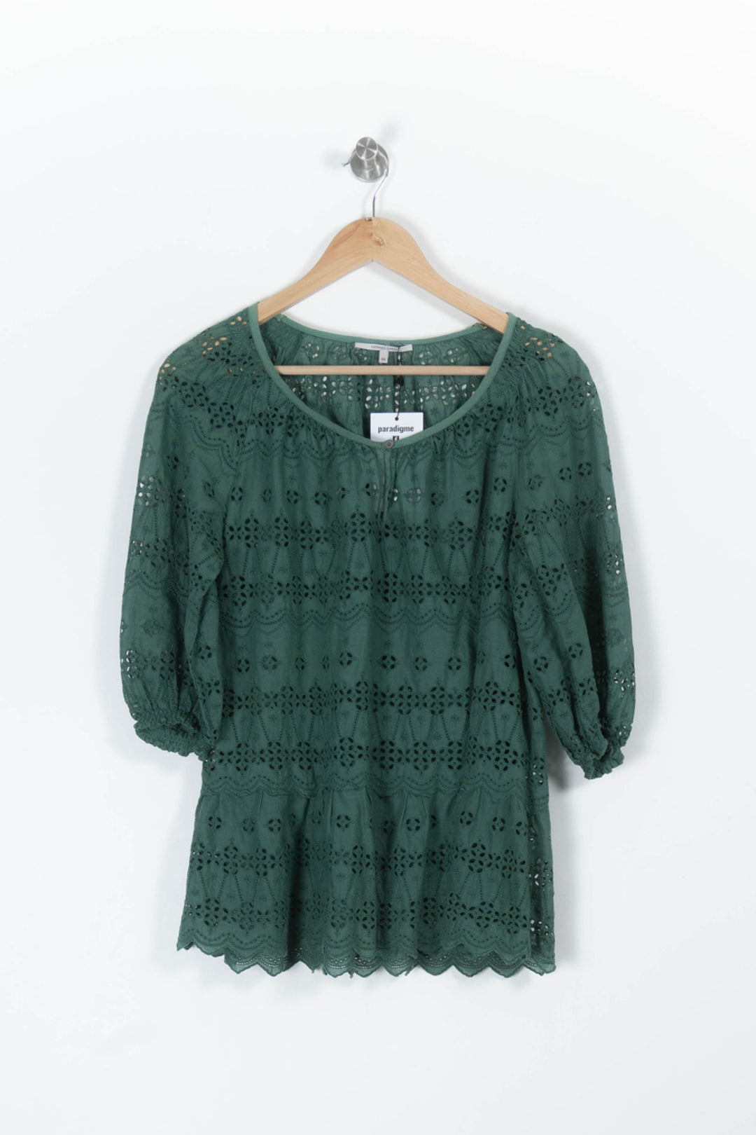 Blouse Brodée Verte - Taille S/36 de la marque Gerard Darel | PARAD96135 - Vendu par Paradigme - Image 2