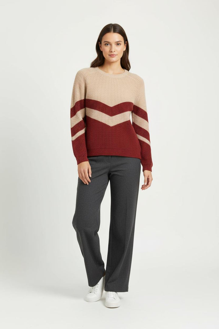 Pull Beige et Bordeaux - Taille M/38 de la marque Grace & Mila | PARAD96151 - Vendu par Paradigme - Image 1