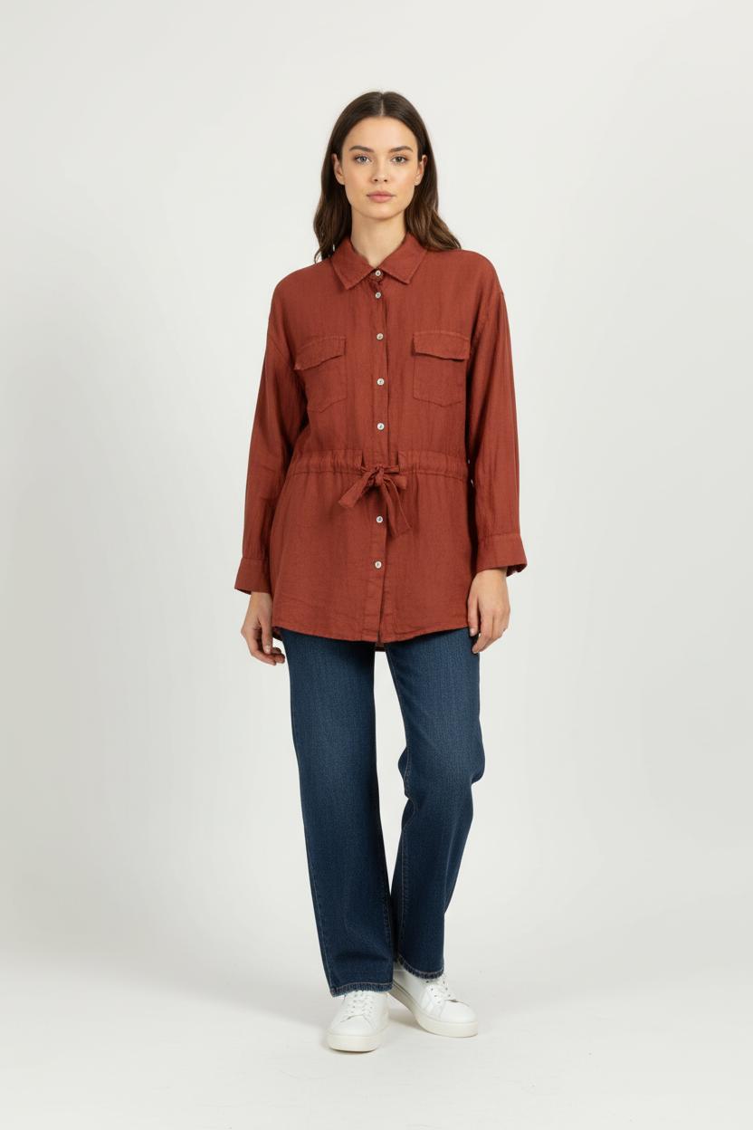 Chemisier Bordeaux - Taille M/38 de la marque La Fée Maraboutée | PARAD96181 - Vendu par Paradigme - Image 1