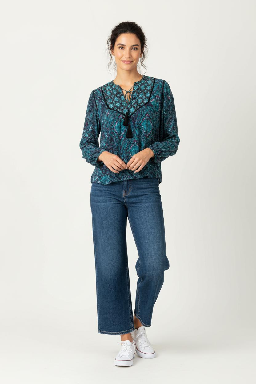 Blouse Bleu et Noir - Taille S/36 de la marque La Fée Maraboutée | PARAD96186 - Vendu par Paradigme - Image 1