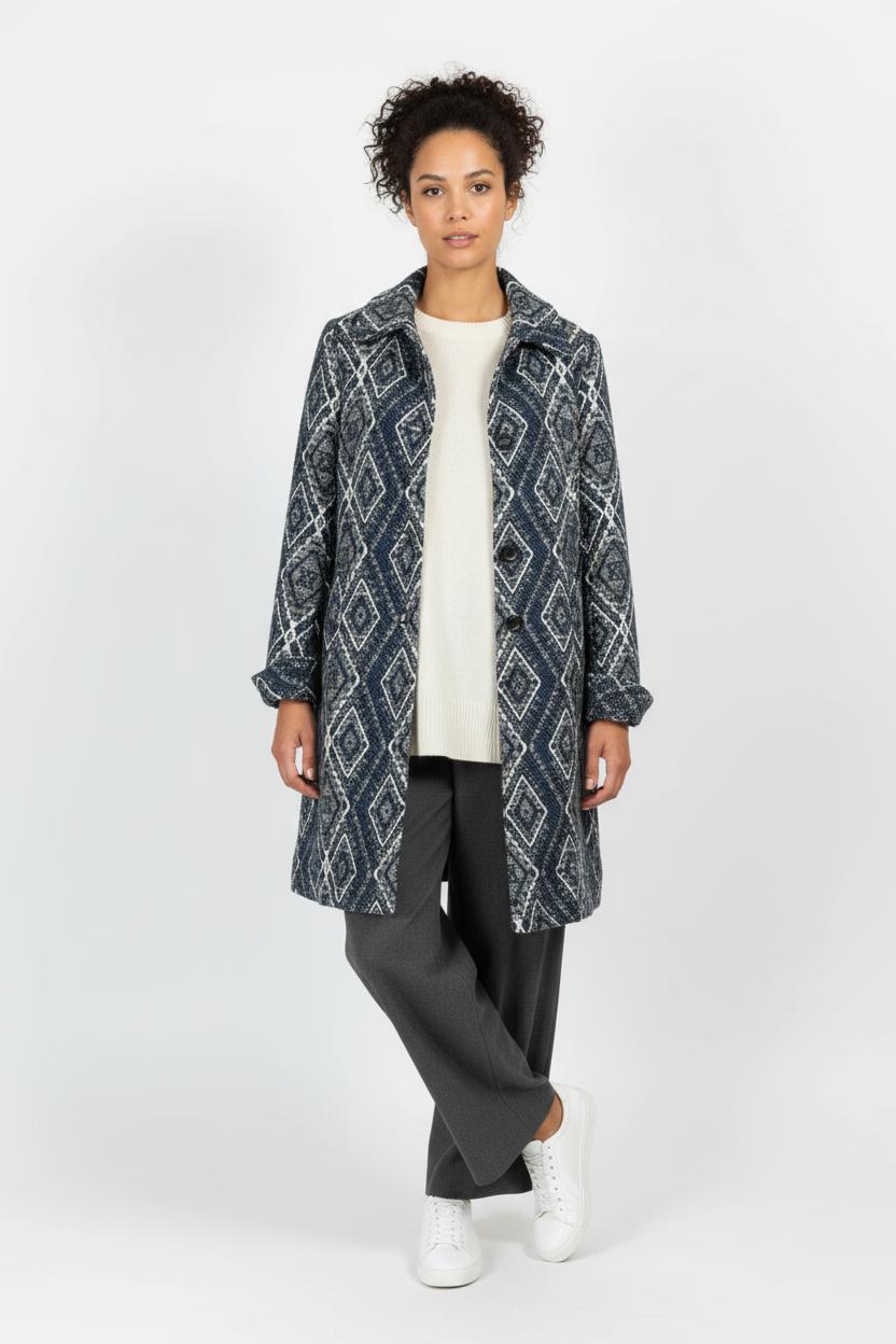 Manteau Bleu et Blanc - Taille S/36 de la marque La Fée Maraboutée | PARAD96190 - Vendu par Paradigme - Image 1