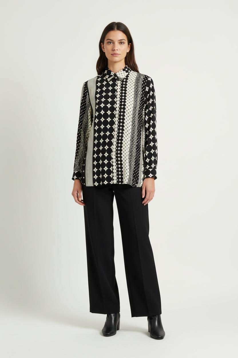 Chemisier Noir et Blanc - Taille XS/34 de la marque La Fée Maraboutée | PARAD96200 - Vendu par Paradigme - Image 1
