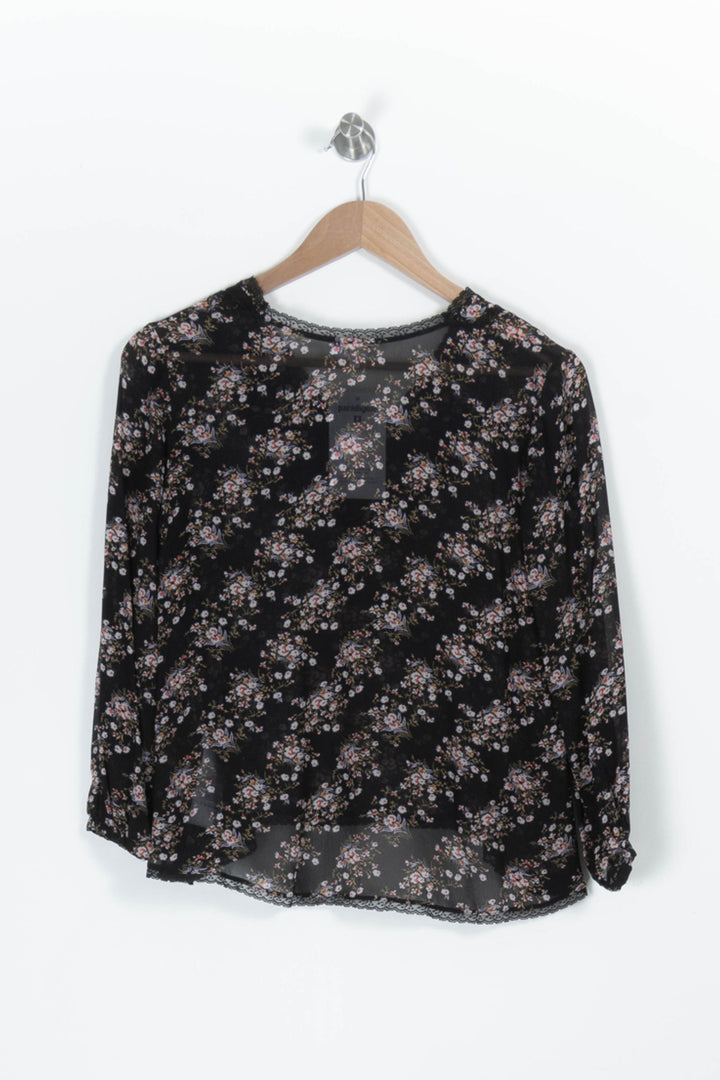Blouse Fleurie Noire - Taille S/36 de la marque Claudie Pierlot | PARAD96206 - Vendu par Paradigme - Image 4