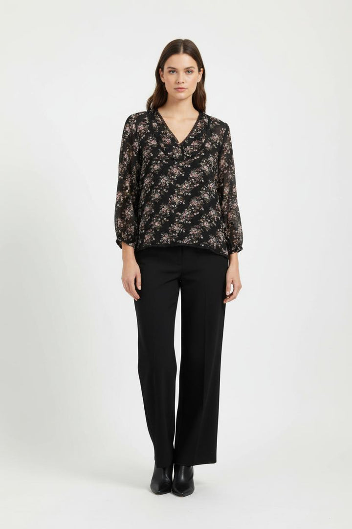 Blouse Fleurie Noire - Taille S/36 de la marque Claudie Pierlot | PARAD96206 - Vendu par Paradigme - Image 1