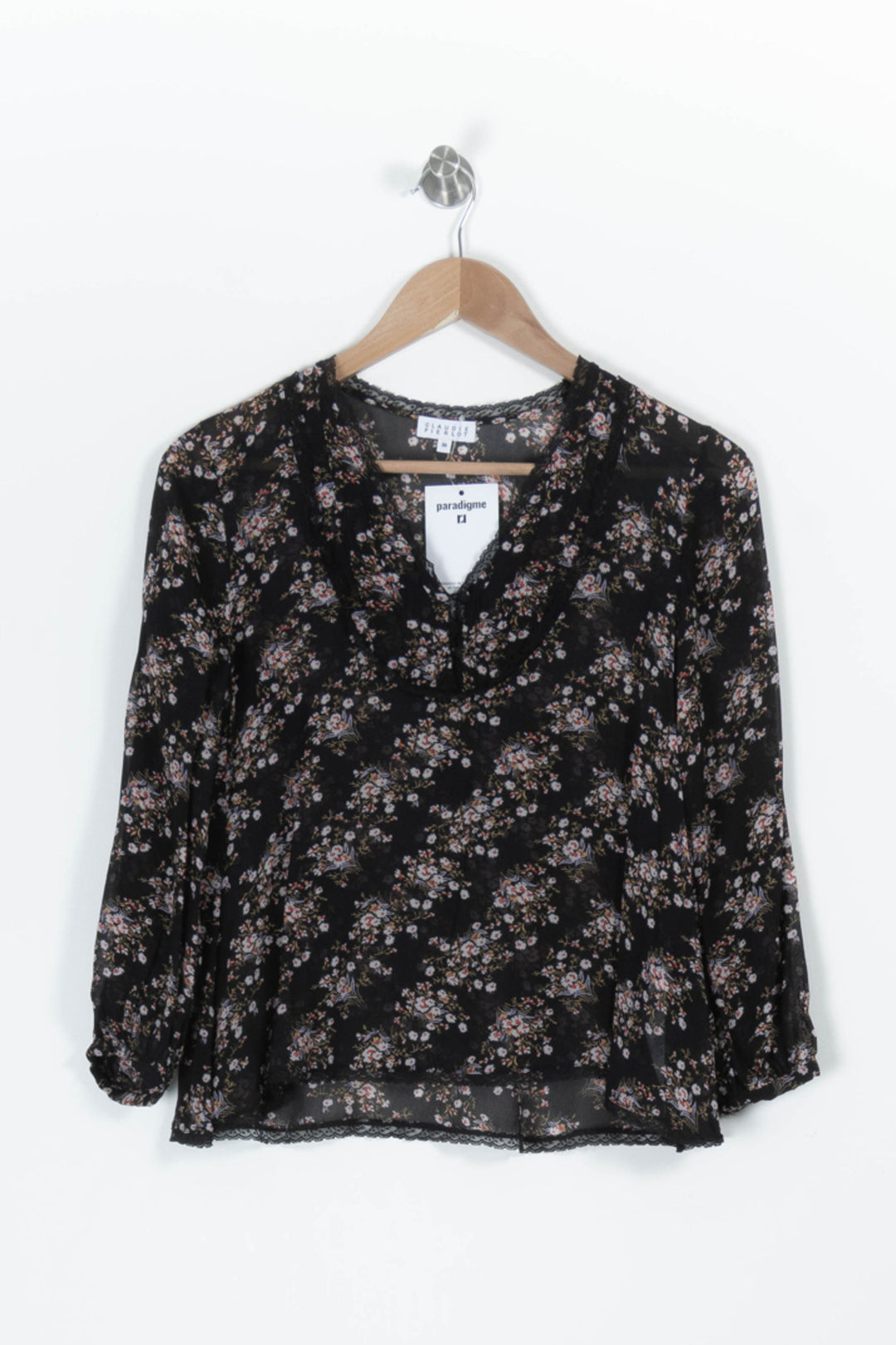 Blouse Fleurie Noire - Taille S/36 de la marque Claudie Pierlot | PARAD96206 - Vendu par Paradigme - Image 2