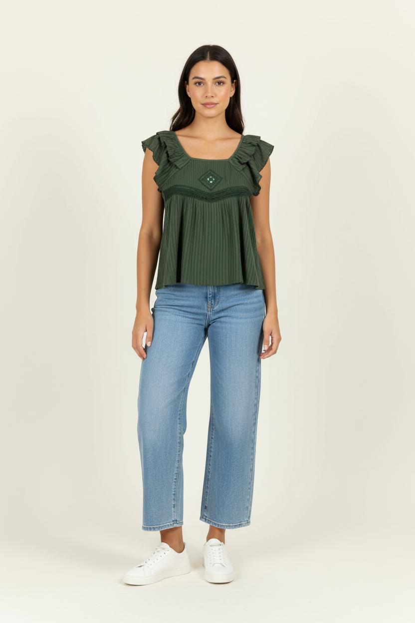 Blouse Verte - Taille XS/34 de la marque ba&sh | PARAD96224 - Vendu par Paradigme - Image 1