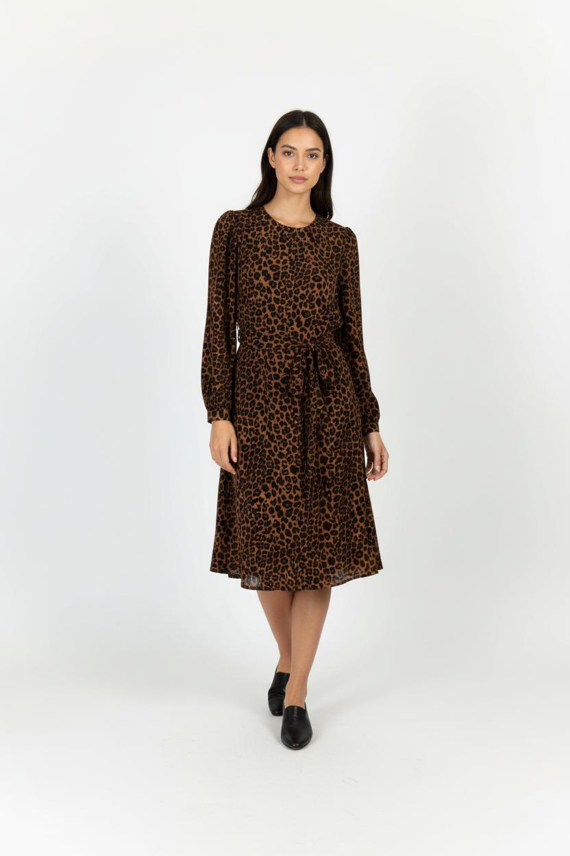 Robe Imprimée Marron et Noire - Taille M/38 de la marque La Fée Maraboutée | PARAD96227 - Vendu par Paradigme - Image 1
