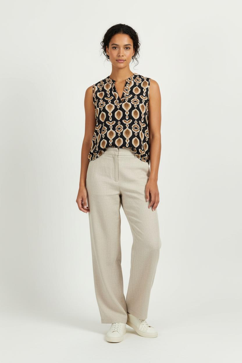 Blouse Sans Manches Noire et Beige - Taille S/36 de la marque Au Printemps Paris | PARAD96228 - Vendu par Paradigme - Image 1