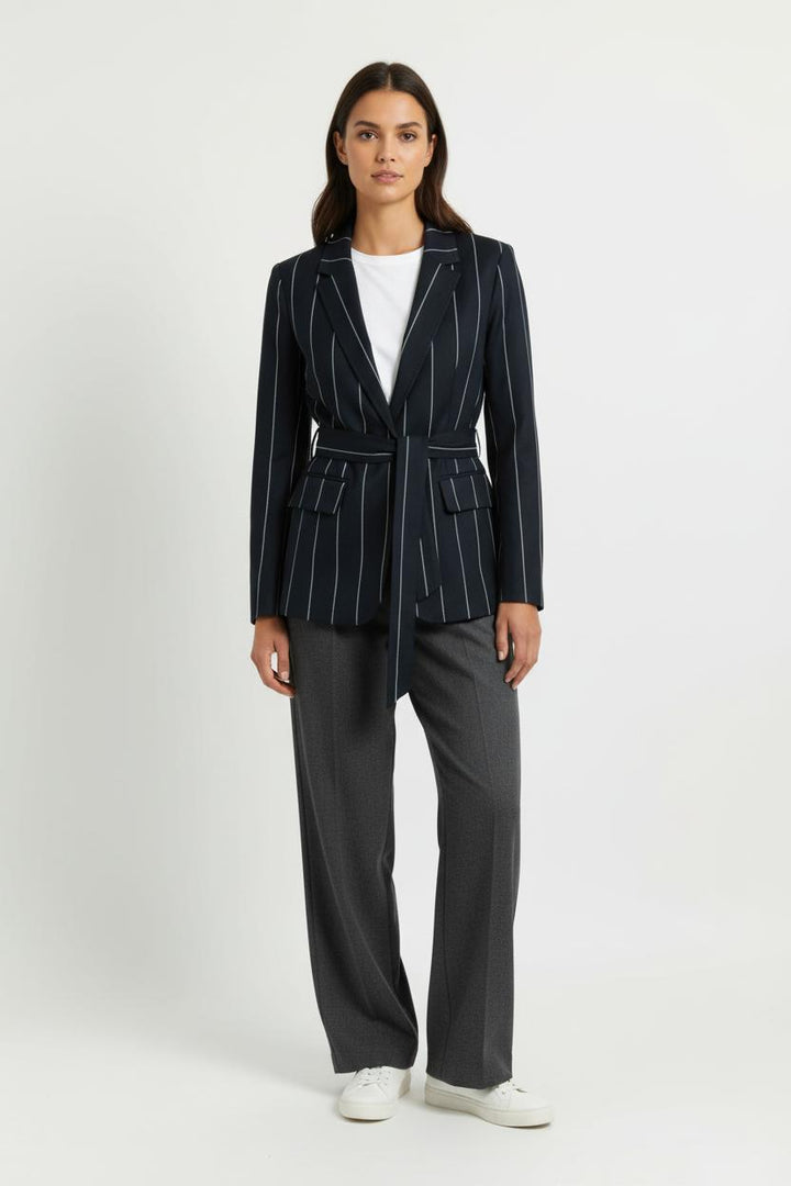 Blazer Bleu à Rayures Blanches - Taille S/36 de la marque Caroll | PARAD96265 - Vendu par Paradigme - Image 1