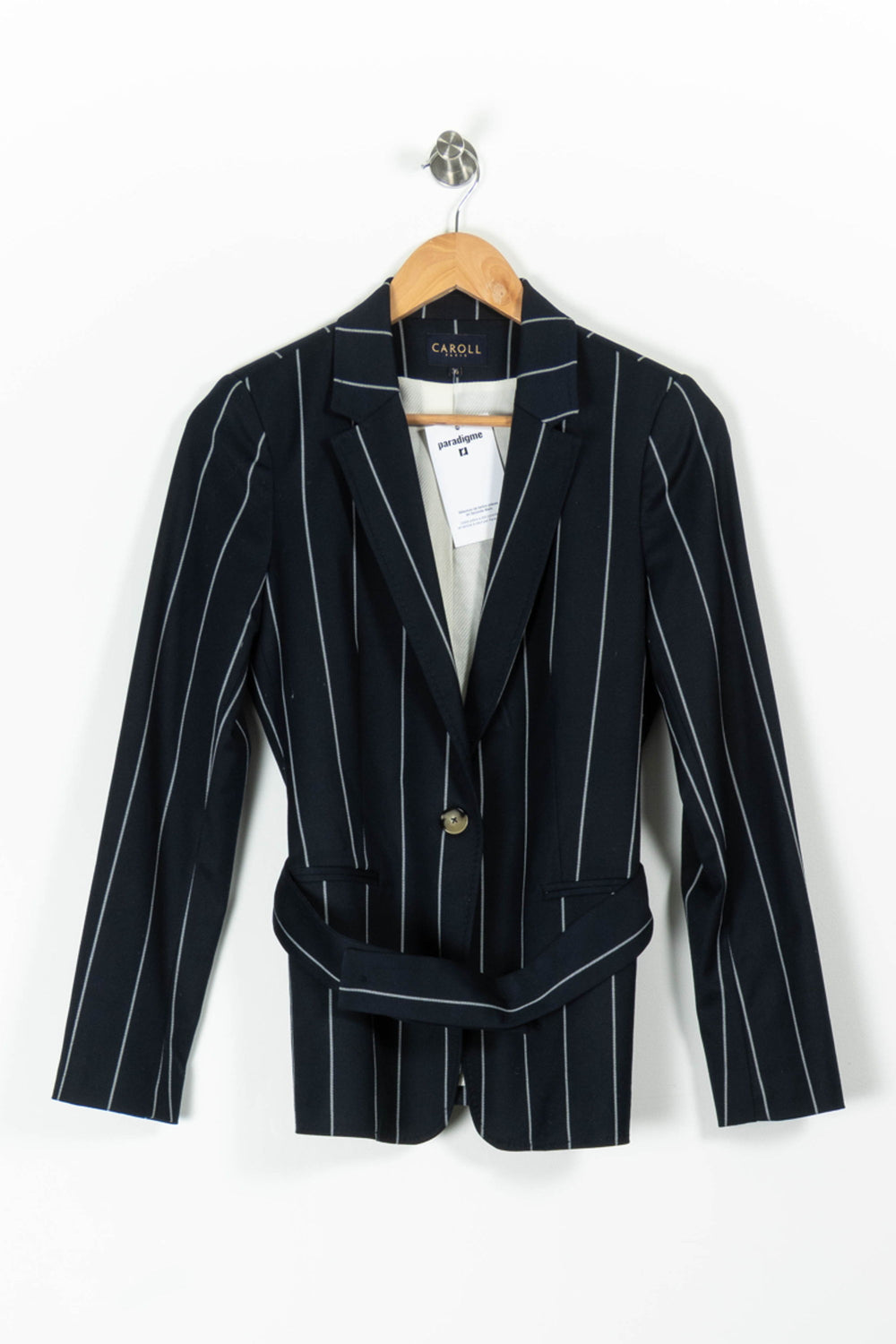 Blazer Bleu à Rayures Blanches - Taille S/36 de la marque Caroll | PARAD96265 - Vendu par Paradigme - Image 2